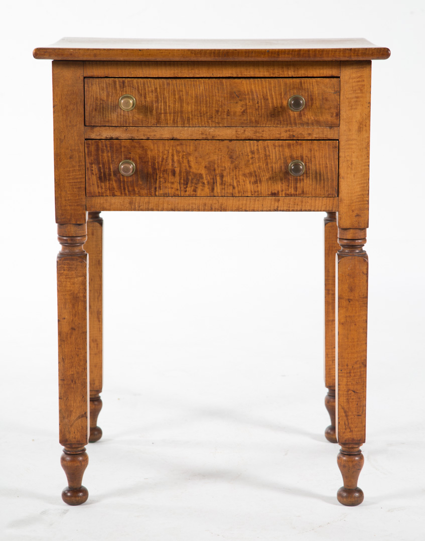 Appraisal: Late Federal tiger maple worktable circa New York or New