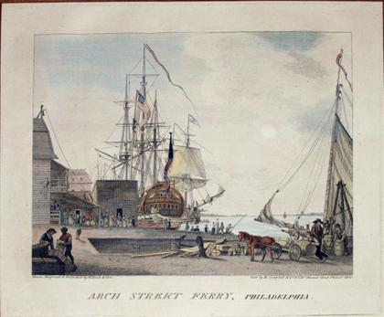 Appraisal: piece Hand-Colored Engraving Birch William Arch Street Ferry Philadelphia Philadelphia