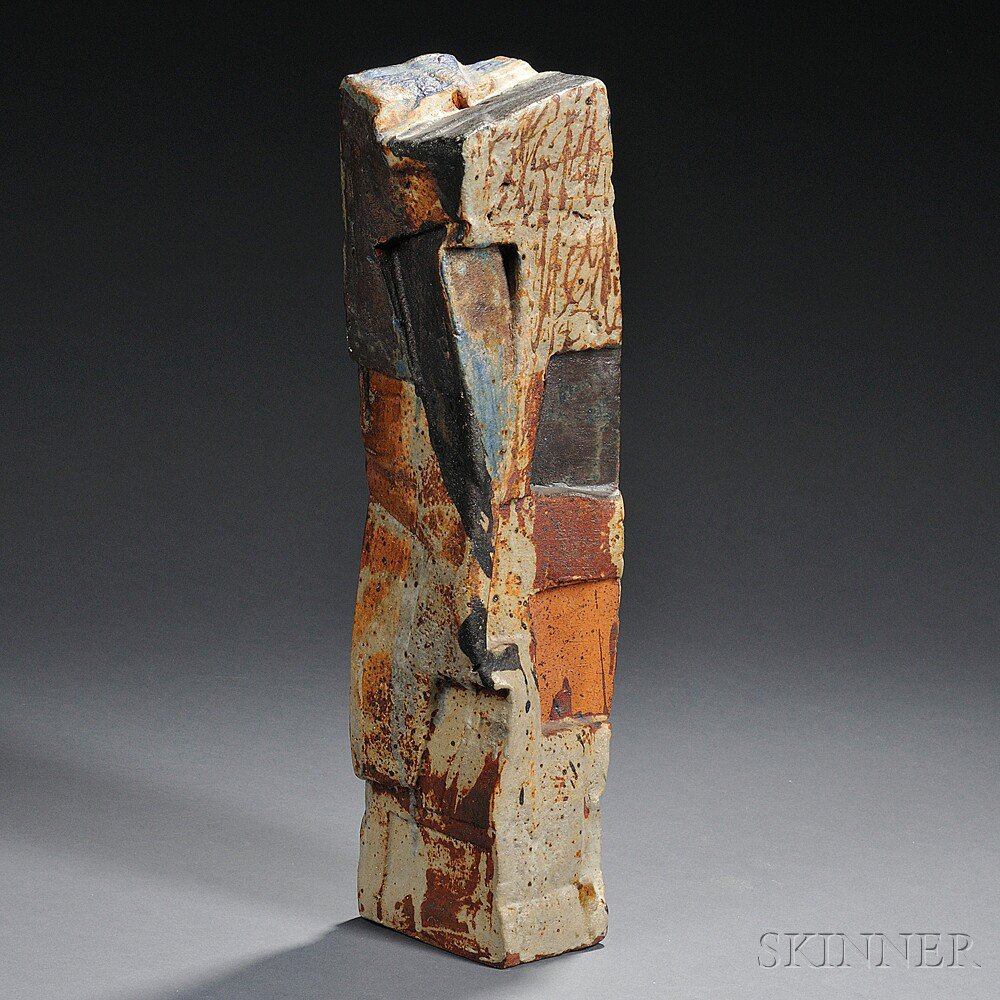 Appraisal: Pottery Sculpture United States mid- th century Vertical column of