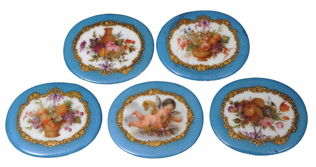 Appraisal: A COLLECTION OF FIVE SEVRES STYLE OVAL PORCELAIN MOUNTS painted