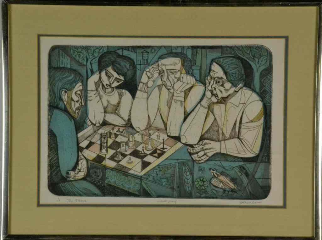 Appraisal: Irving Amen Etching Artist Proof Titled ''The MoveDepicting four people