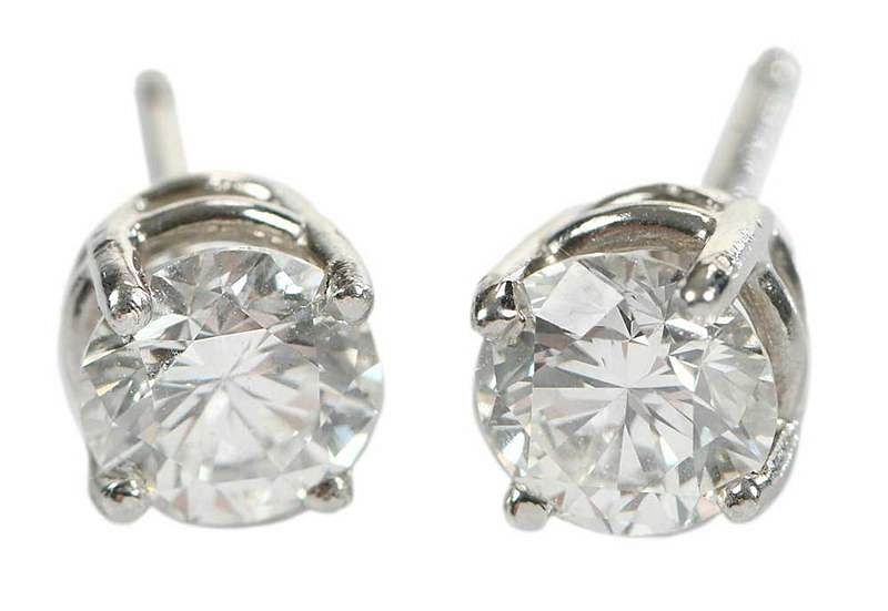 Appraisal: Platinum Diamond Earrings round brilliant diamond estimated weight ct G-H