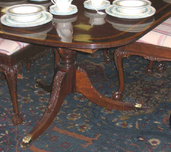 Appraisal: SHERATON STYLE MAHOGANY DINING TABLE By Scholte Rectangular top with