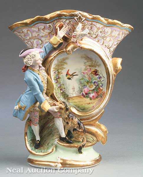 Appraisal: A Paris Porcelain Figural Flare Vase mid- th c a