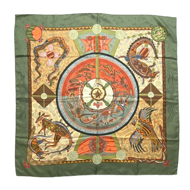 Appraisal: Hermes Paris Hermes Scarf Reve d' Australie Silk Green Australia