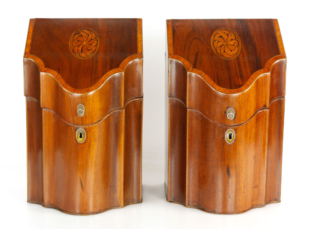 Appraisal: - Pr th C Knife Boxes Pair of th century