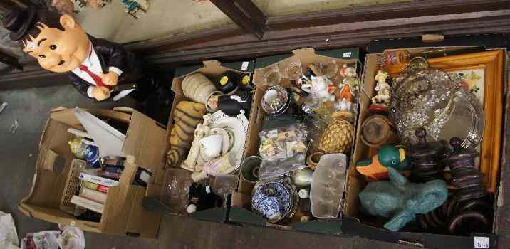 Appraisal: Four Trays consisting Books Cook Books Photo Frames Ginger Jars