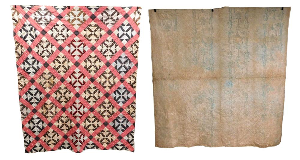 Appraisal: TEXTILES TWO TH C QUILTS ONE WHITE CLOTH QUILT C