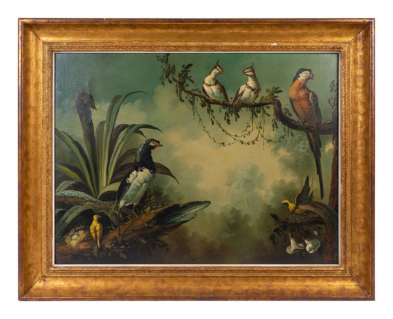 Appraisal: American School th Century Tropical Birds American School th Century