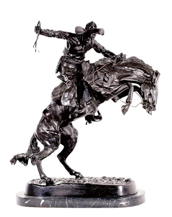 Appraisal: Frederic Remington after New York - BRONCO BUSTER bronze on