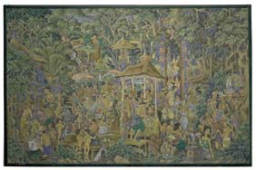 Appraisal: LARGE BALINESE PAINTING Large and very intricately detailed Balinese painting