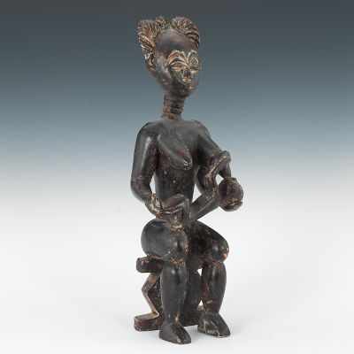 Appraisal: Ghana Mother and Child Fertility Sculpture ca th Century Carved