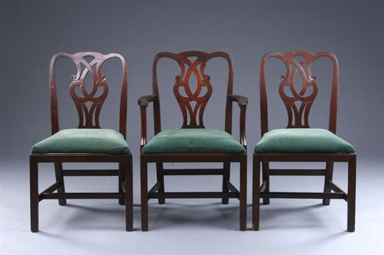 Appraisal: SET SIX GEORGE III STYLE DINING CHAIRS th century mahogany