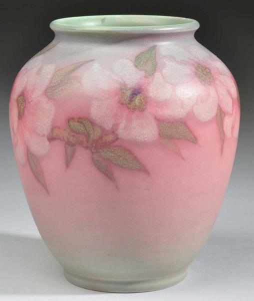 Appraisal: Rookwood Vellum Vase Description Artist Sara Sax Decorated with roses