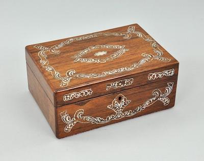 Appraisal: A Mother-of-Pearl Inlay Rosewood Box Continental ca th Century Hinged