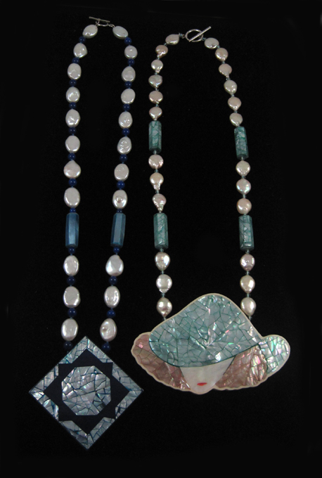 Appraisal: TWO PEARL AND MOTHER-OF-PEARL NECKLACES including a inch necklace with