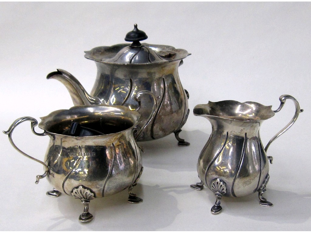 Appraisal: Bachelors three piece silver tea service oz Birmingham