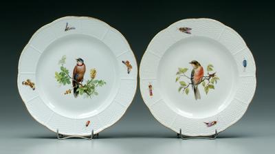 Appraisal: Two Meissen plates centers with hand painted birds basket weave