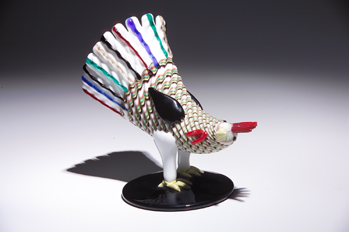 Appraisal: FULVIO BIANCONI VENINI Rooster figure in lattimo glass with applied