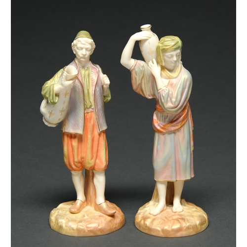 Appraisal: A pair of Royal Worcester figures of eastern water carriers