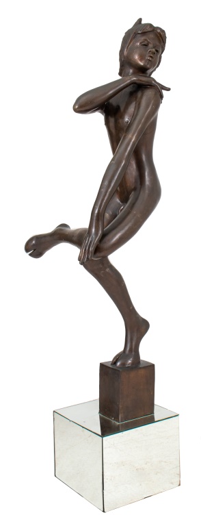 Appraisal: VICTOR SALMONES BRONZE FAUN FOUNTAIN SCULPTURE Victor Salmones Mexican American