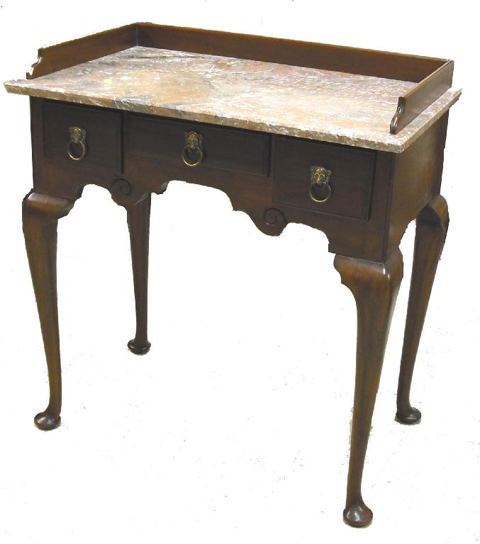 Appraisal: Georgian style mahogany marble top washstand the rectangular top over