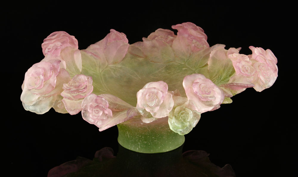 Appraisal: - Daum Pate de Verre Rose Coupe Bowl Daum pate