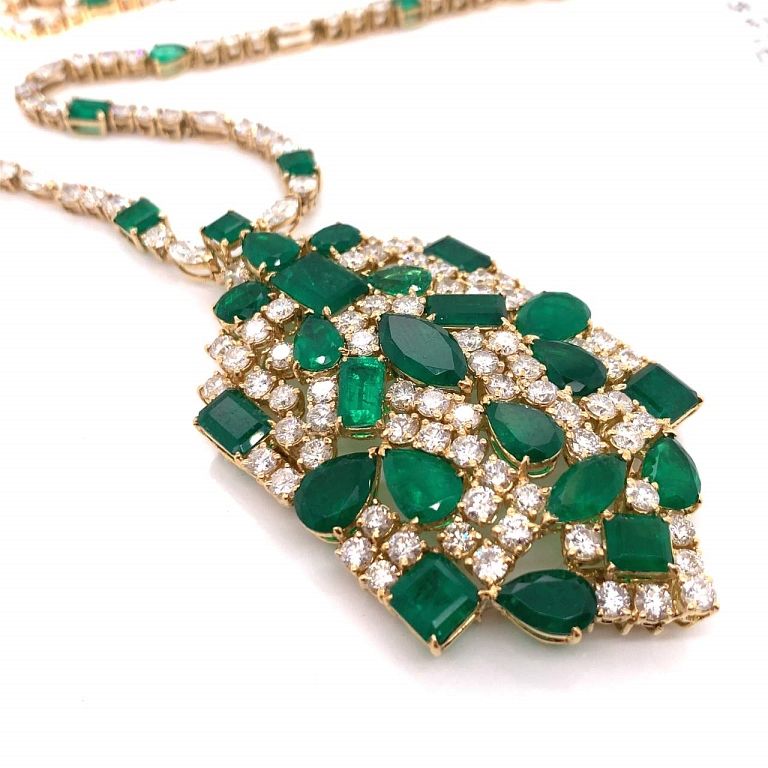 Appraisal: Ct Emerald And Diamond Necklace Ct Emerald and Diamond Necklace