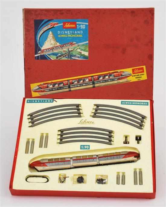 Appraisal: Schuco Disneyland Alweg-Monorail including red and silver three car train