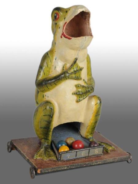 Appraisal: Papier Mache Amusement Frog Ball Toss Game Description German Highly