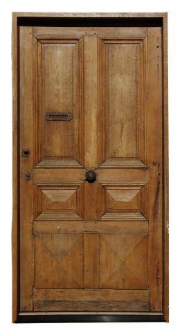 Appraisal: Architectural paneled oak door having center floral medallion knob letter