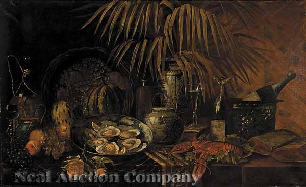 Appraisal: French School th c Still Life with Oysters Lobster and