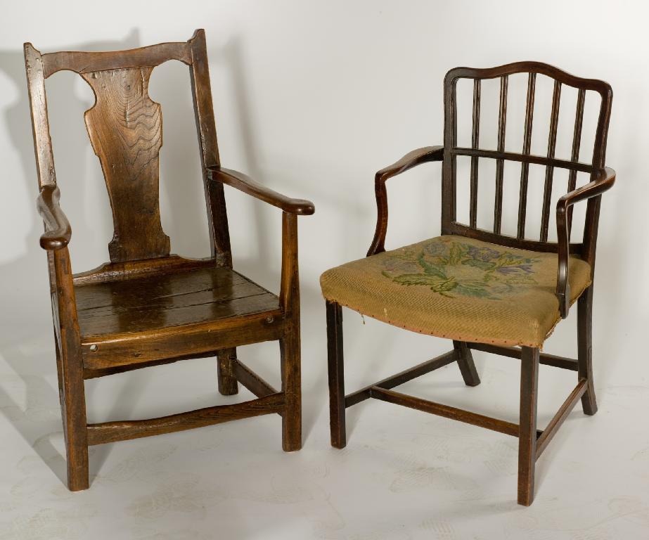 Appraisal: th CENTURY ELM COUNTRY CHIPPENDALE ELBOW CHAIR of characteristic form