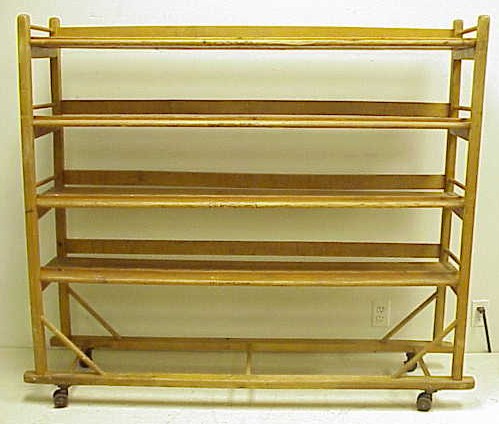 Appraisal: New England shoe factory stitcher's rack open wooden rack with