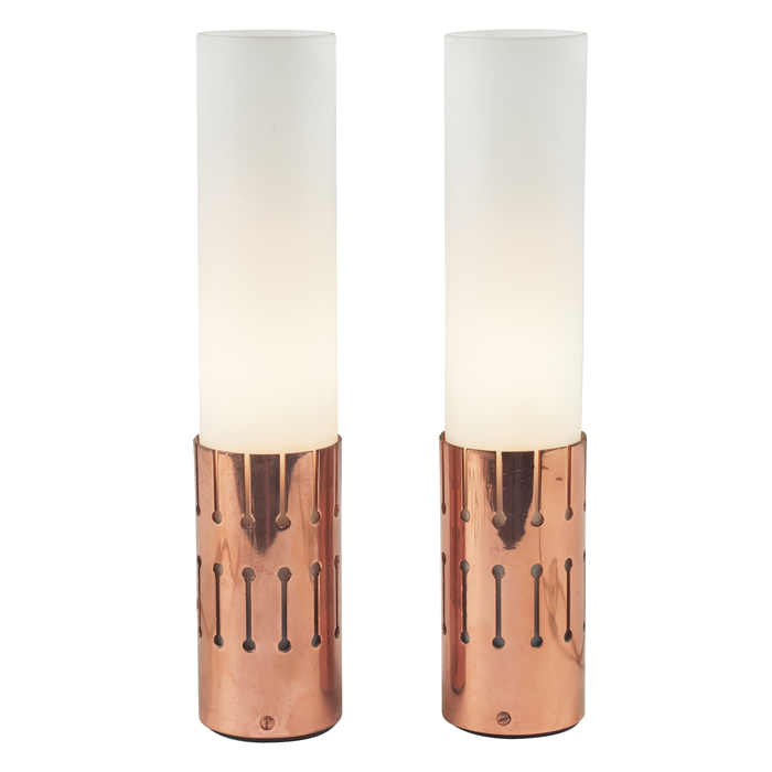 Appraisal: ASEA table lamps pair Sweden copper bases with original frosted