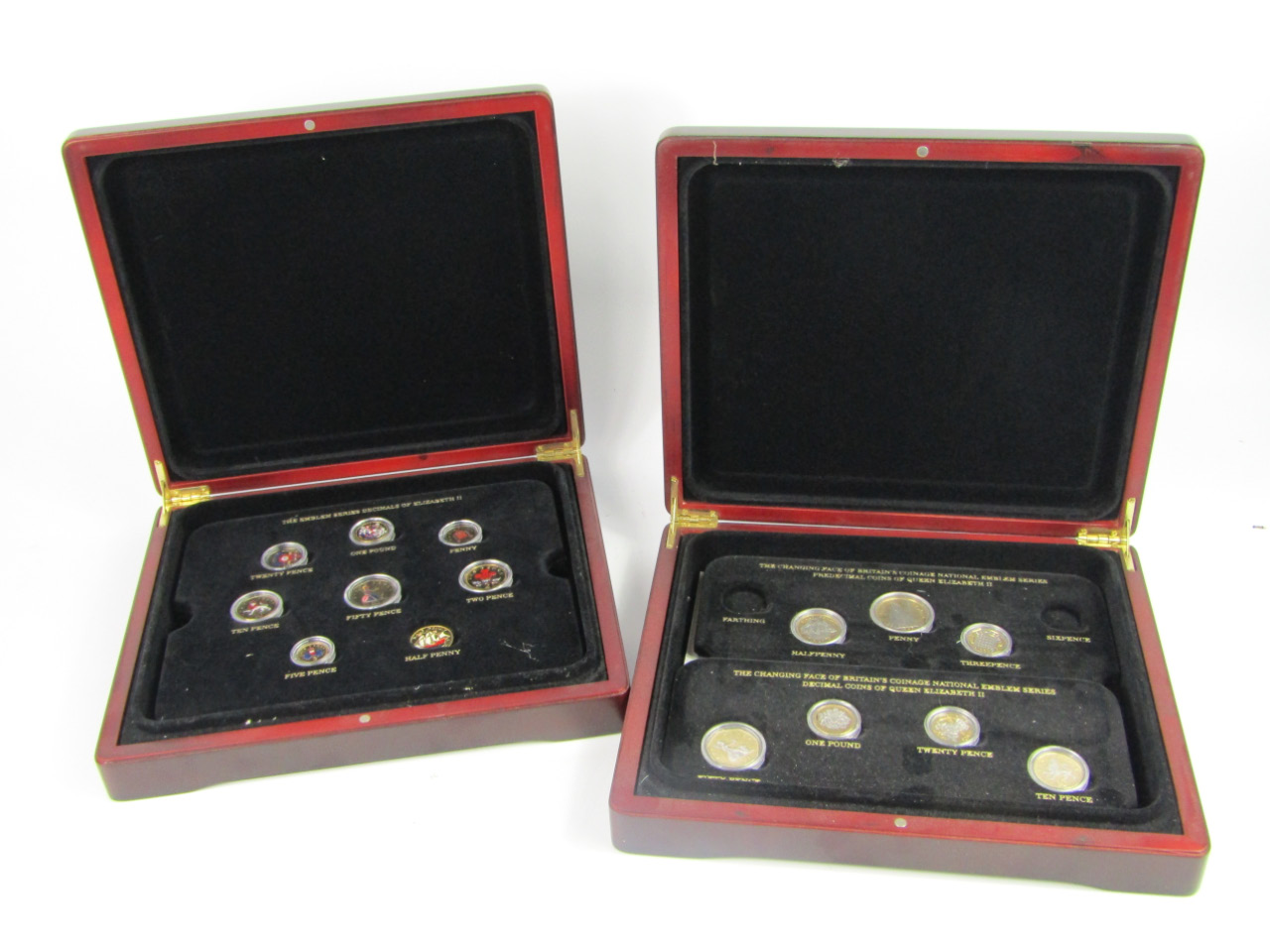 Appraisal: Two part sets of London Mint commemorative coins The Emblem