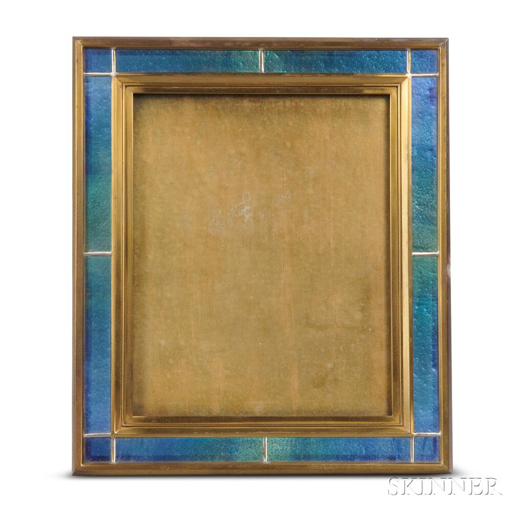 Appraisal: Louis C Tiffany Furnaces Picture Frame Glass gilt bronze New