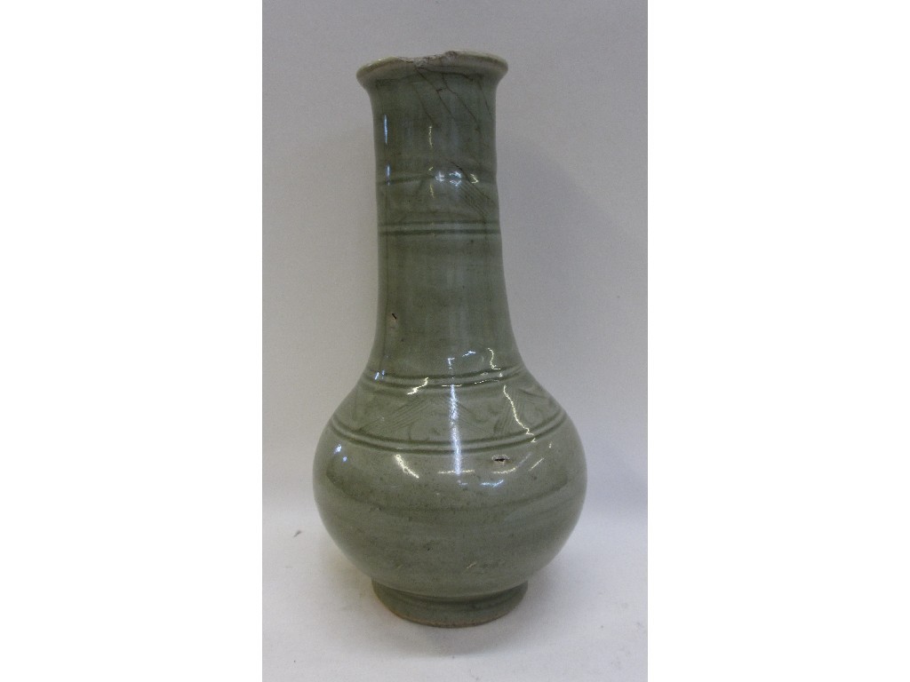 Appraisal: Chinese celadon vase with incised decoration