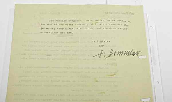 Appraisal: Heinrich Himmler Nazi Party Leader TLS Good bold signature in