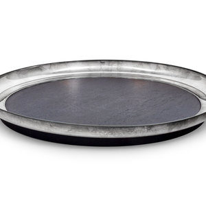 Appraisal: A Puiforcat Silver-Plate and Rosewood Tray th Century Diameter inches