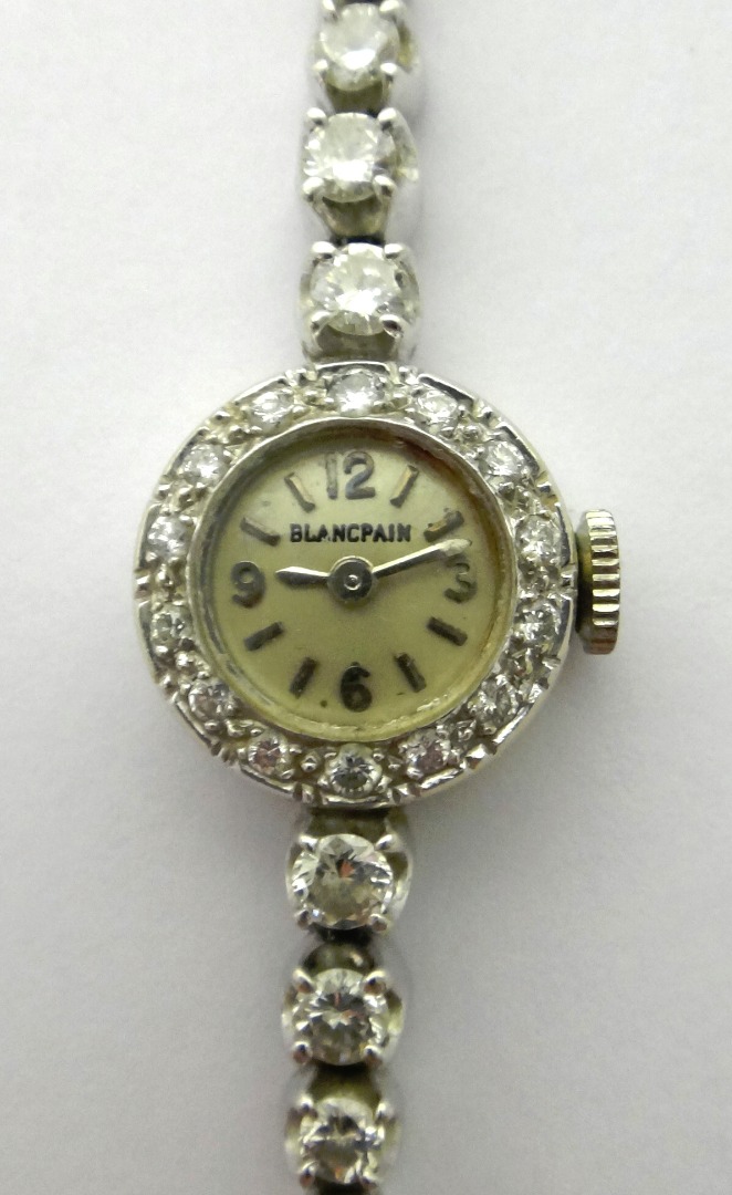 Appraisal: A lady's white gold and diamond set Blancpain bracelet wristwatch