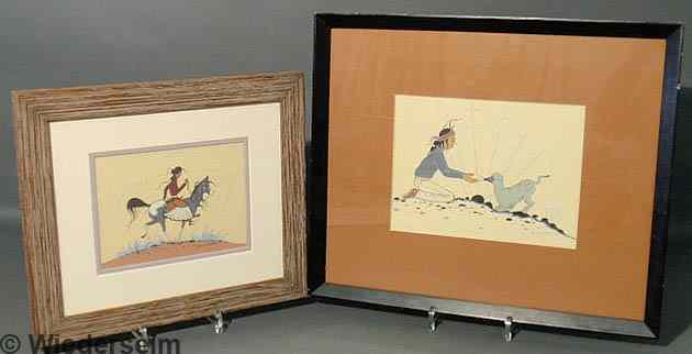 Appraisal: Chee Robert Hashke-Yil-Cale American Arizona - two watercolor paintings of