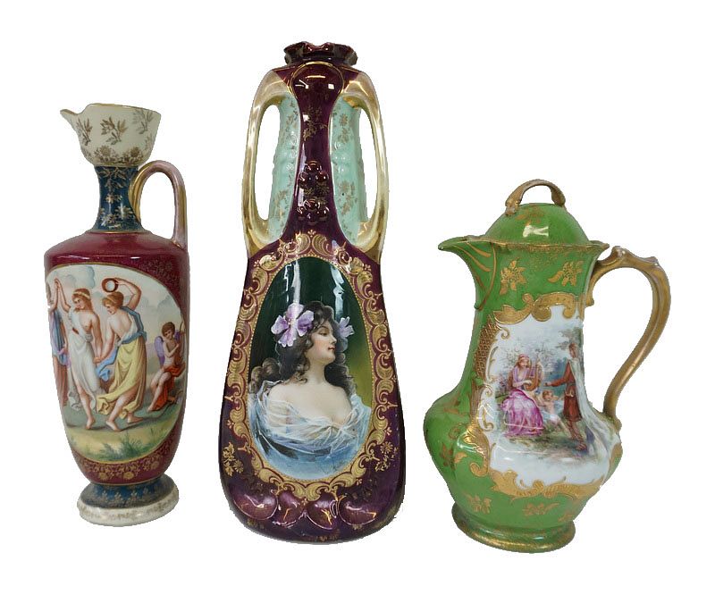 Appraisal: Pair of Royal Vienna Style Pitchers and a Vase Pair