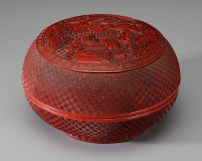 Appraisal: Cinnabar Lidded Box Chinese late th early th century bun