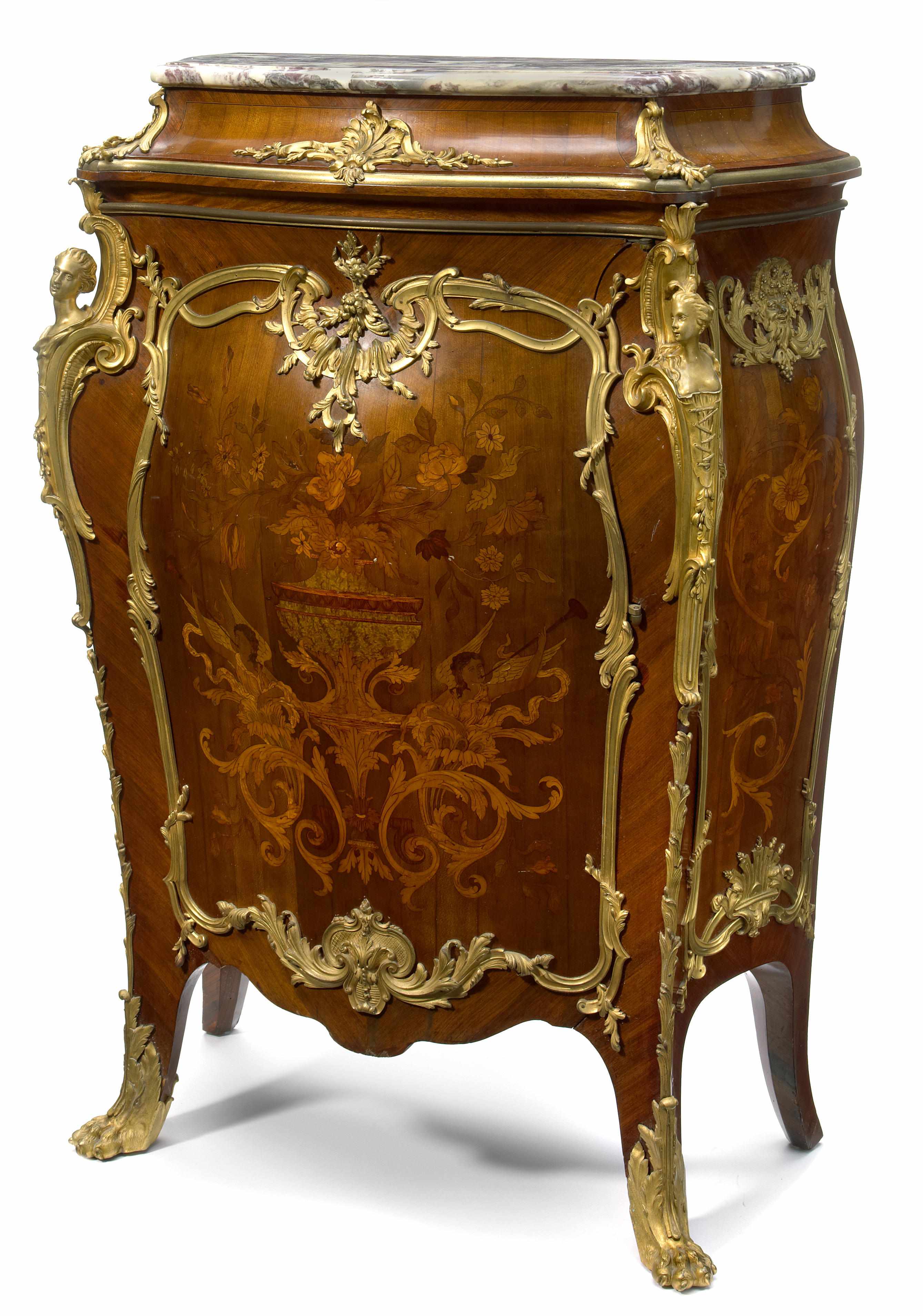 Appraisal: A fine quality Louis XV style gilt bronze mounted marquetry