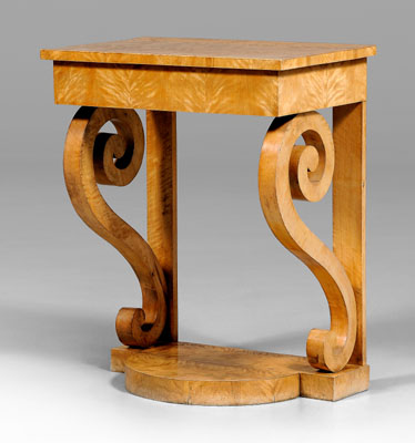 Appraisal: Biedermeier tiger maple pier table highly figured maple or other