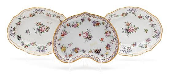 Appraisal: Three Pieces of Bristol Porcelain Length of oval dishes inches