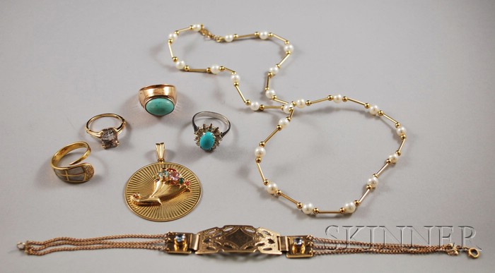 Appraisal: Small Group of Gold and Gemstone Jewelry including an kt