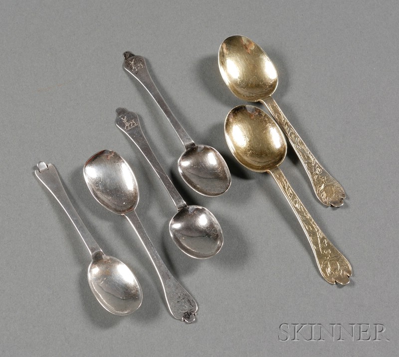 Appraisal: Six Early English Small Silver Spoons London a Charles I