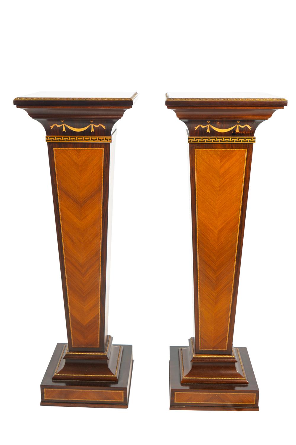 Appraisal: PAIR OF MARINER GILT METAL-MOUNTED PEDESTALScirca unsigned each with ebonized